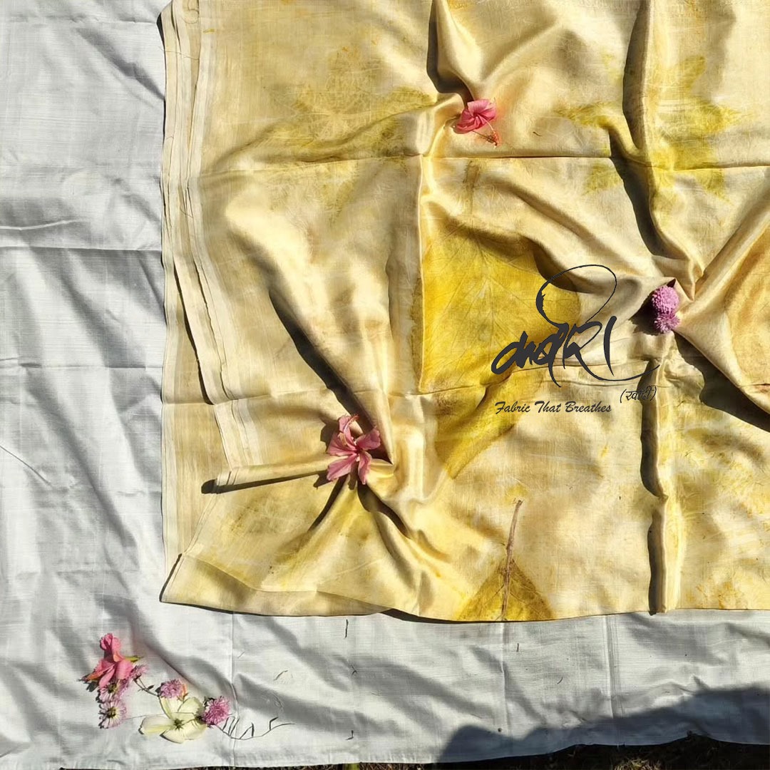 इको प्रिंट सिल्क साड़ी – हस्तनिर्मित, स्थायी और लक्ज़री