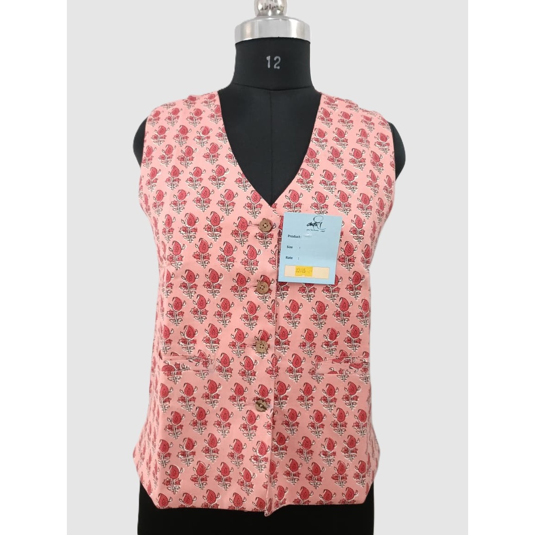 स्क्रीन प्रिंट महिला वी-नेक जैकेट