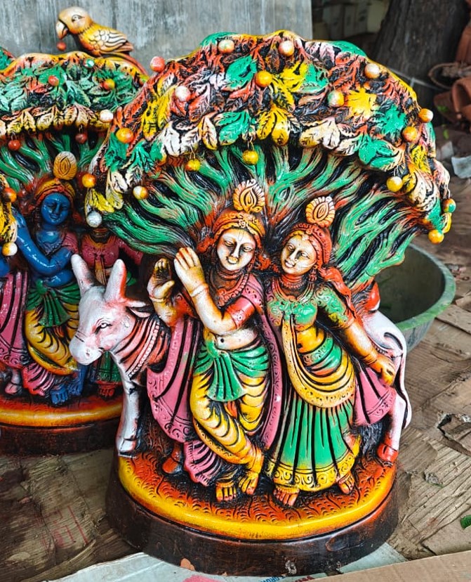 टेराकोटा राधा-कृष्ण मूर्ति