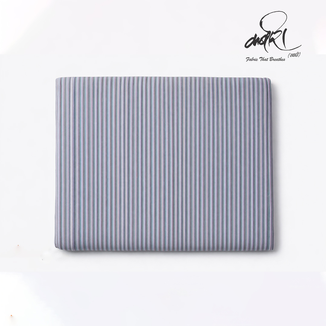 खादी स्ट्रिप वीव रनिंग फैब्रिक – संतुलित बनावट में स्वदेशी कपड़ा